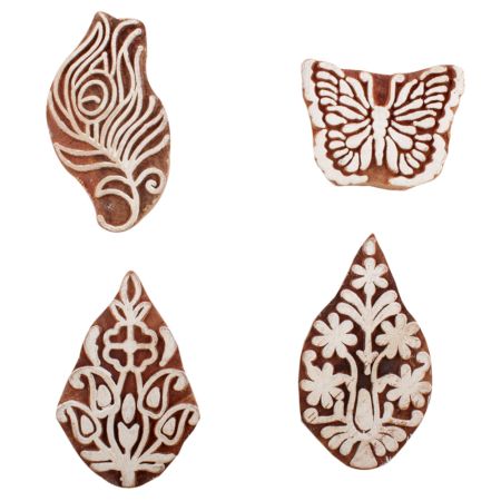 Set of 4 Piece New Mix Wooden Printing Block